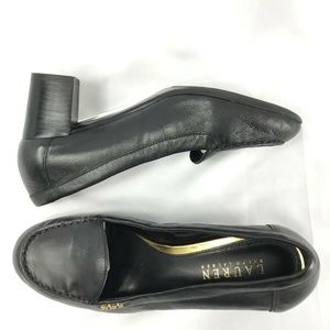 Ralph Lauren Leather Block Heel Loafers 7.5 Teena